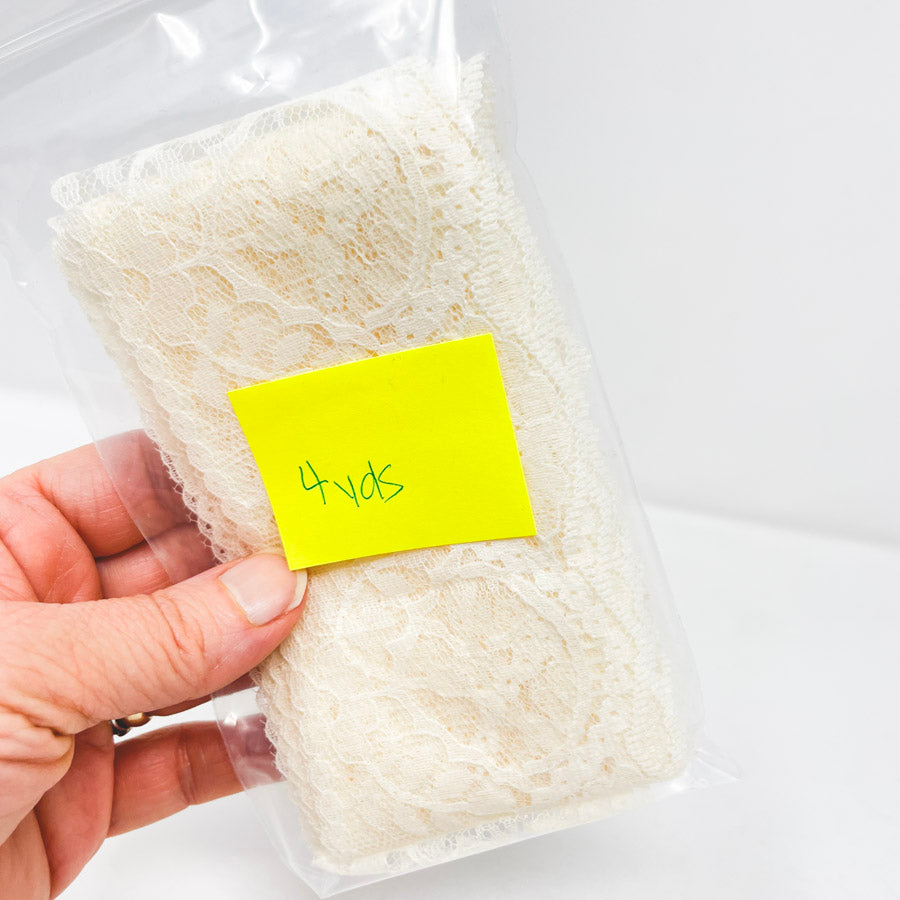 Cream Floral Scallop Lace- 4 yards, 3" wide