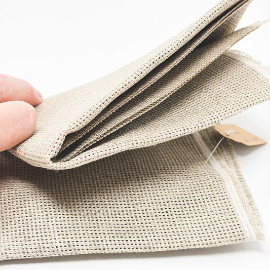 20 Count Stiff Tan Linen Fabric – 26" x 24"