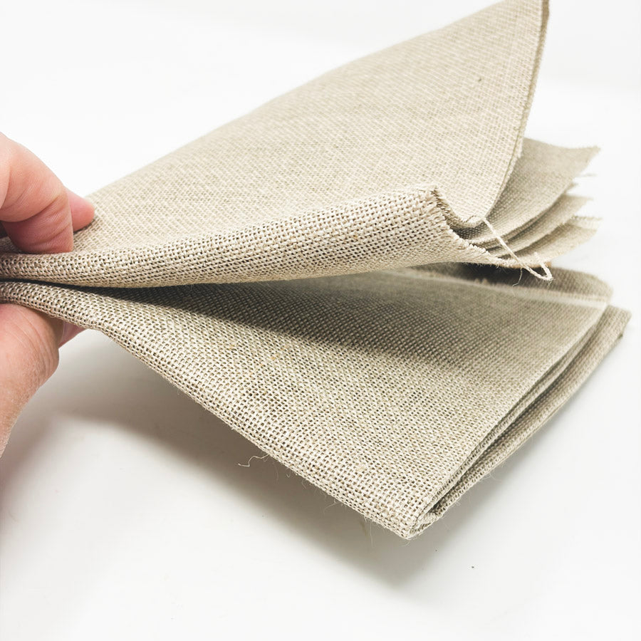 20 Count Stiff Tan Linen Fabric – 26" x 24"