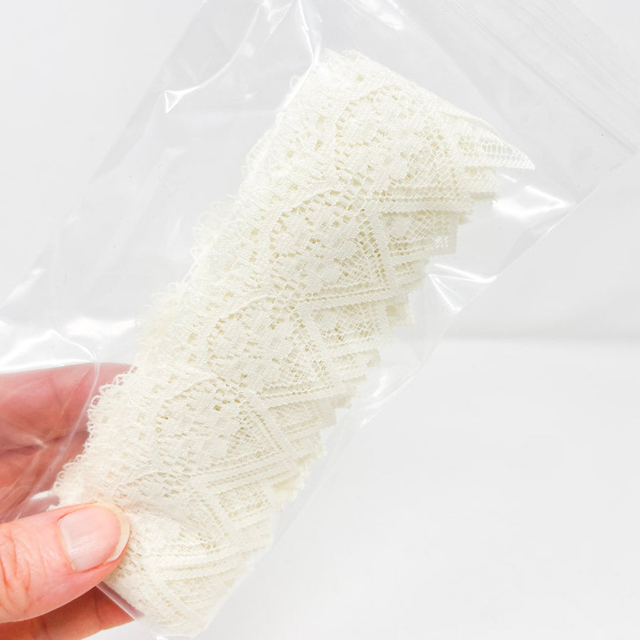 Cream Diamond Edge Lace- 1.5" Wide