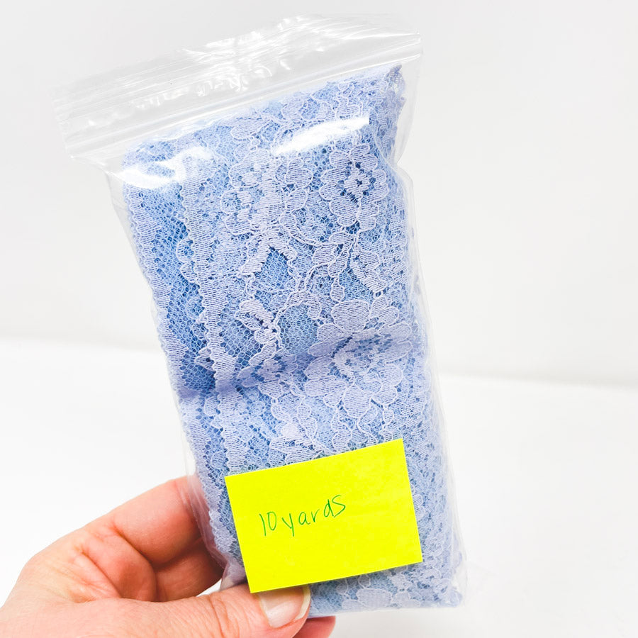 10 Yds Blue Floral Lace 2.5" Width