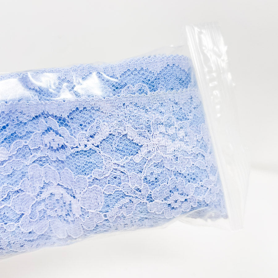 10 Yds Blue Floral Lace 2.5" Width