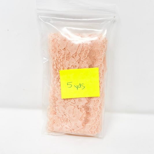 5 Yds Floral Pink Lace 2.5" Width