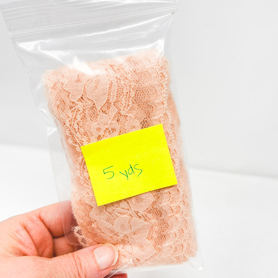 5 Yds Floral Pink Lace 2.5" Width