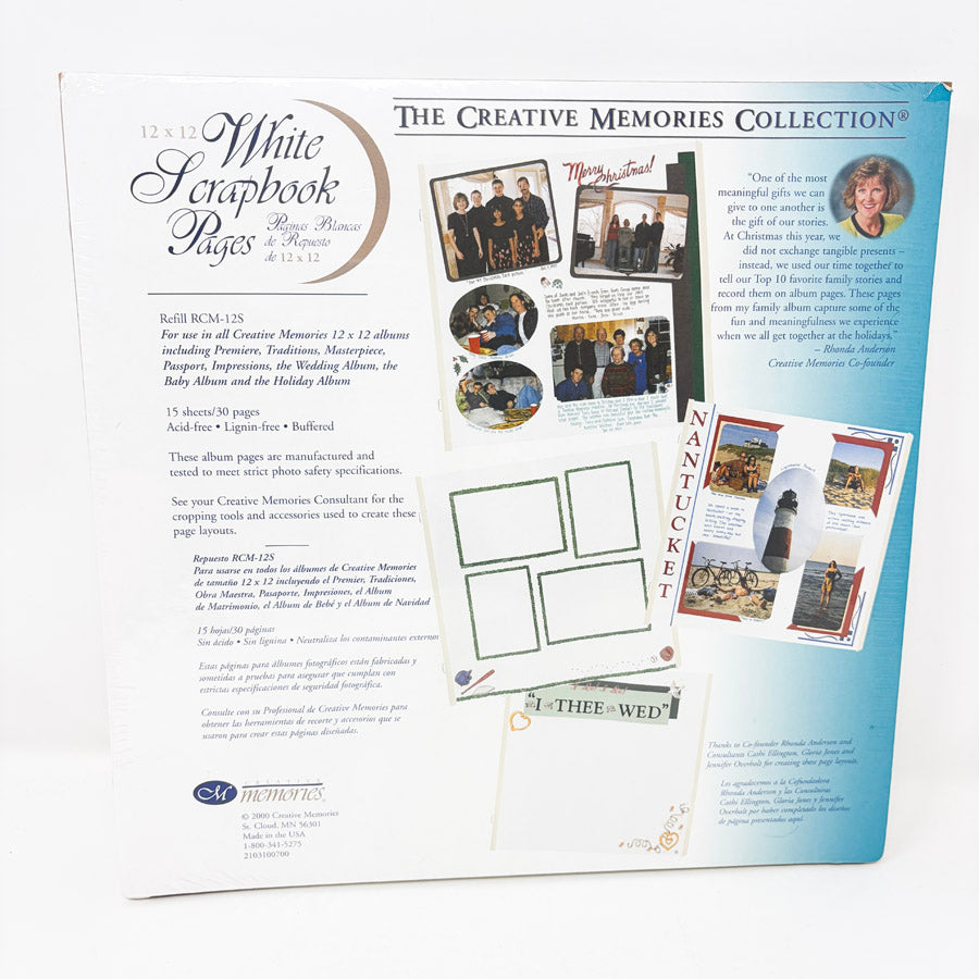 Creative Memories White 12 x 12" Scrapbook Pages