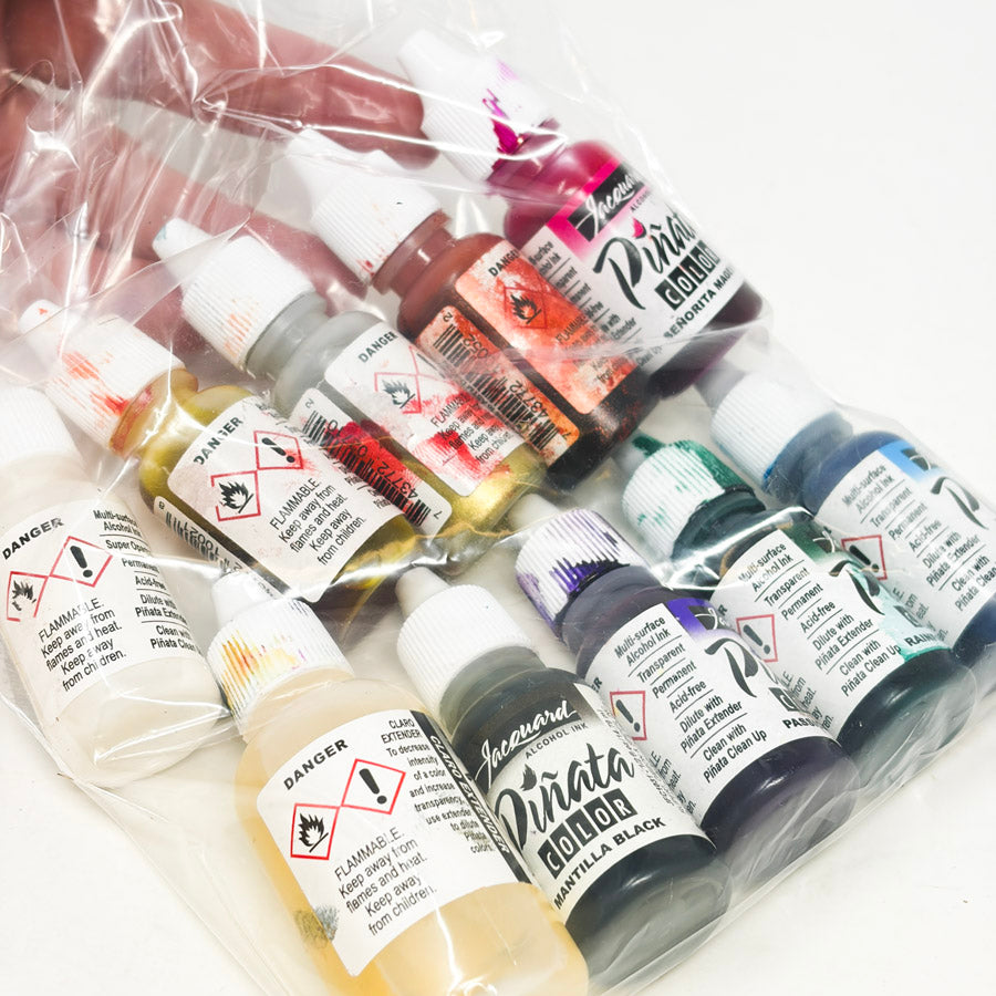 Jacquard Pinata Alcohol Ink 9 pc Set With Claro Extender