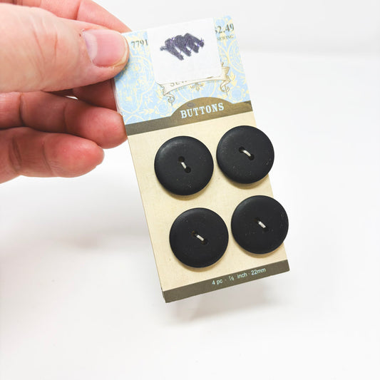 12 Black Sewology Buttons - 22mm