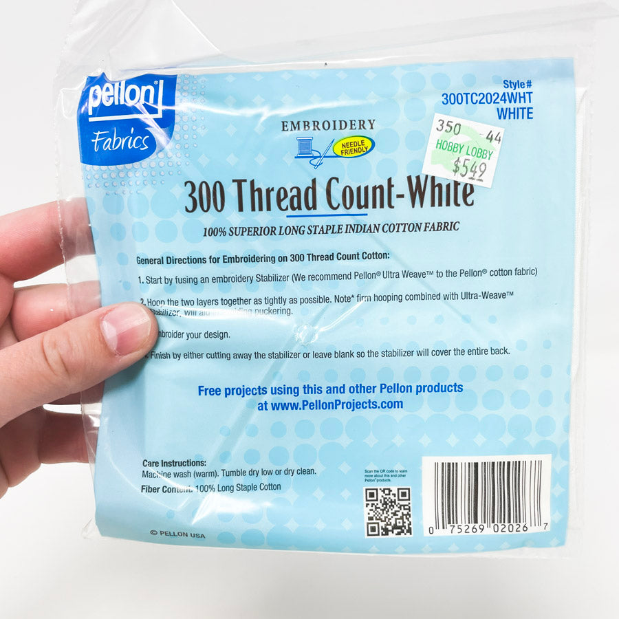 Pellon 300 Thread Count White Cotton Fabric
