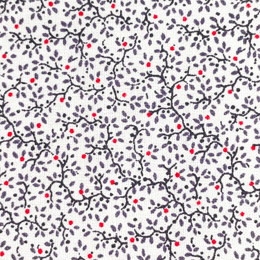 1.5 yds - Red Dot Trellis Pattern Cotton Fabric