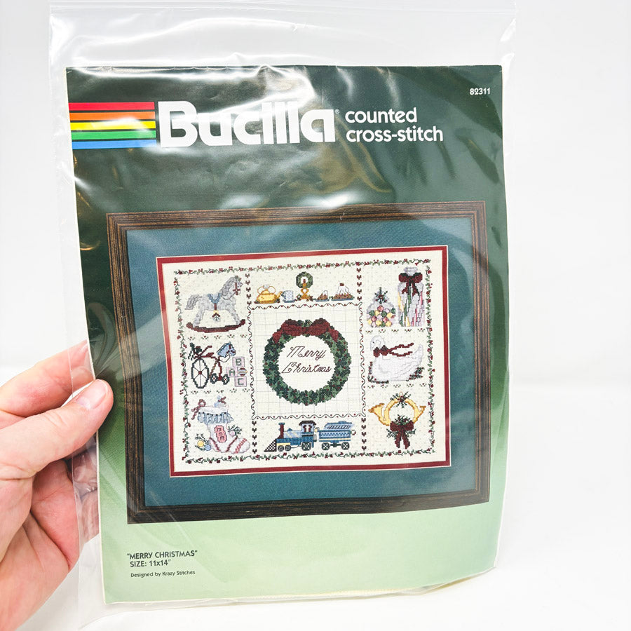 Bucilla Counted Cross Stitch Merry Christmas 82311  (Started)