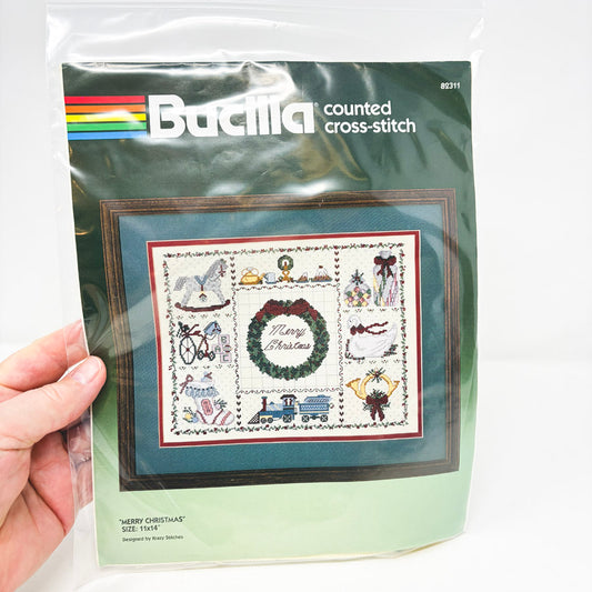 Bucilla Counted Cross Stitch Merry Christmas 82311  (Started)
