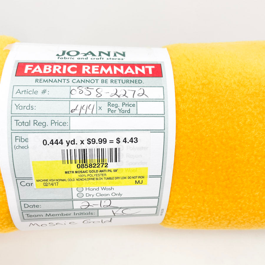 0.44 Yards Yellow Fleece Fabric