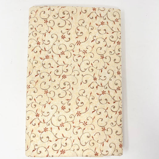 2 yd - Cream with Vine Cotton Fabric