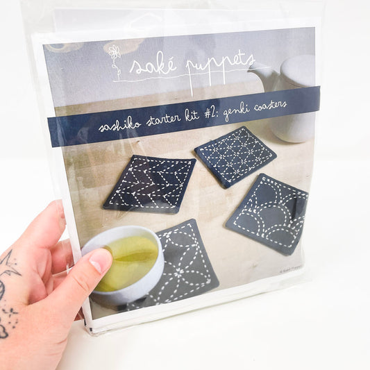 Saké Puppets Sashiko Starter Kit #2: Genki Coasters