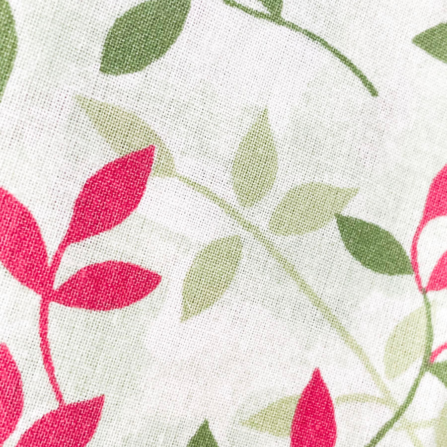 1 yd - Green and Red Vine Cotton Fabric