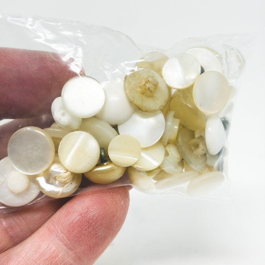 Asst Pearlized White Shank Buttons - Small