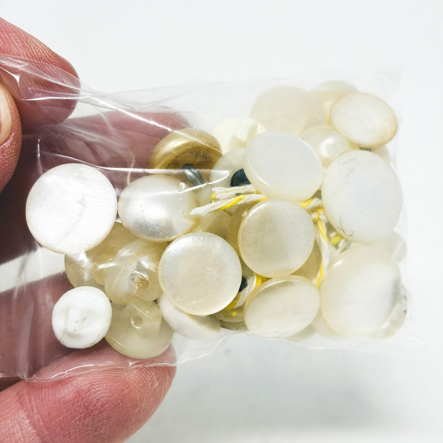 Asst Pearlized White Shank Buttons - Small