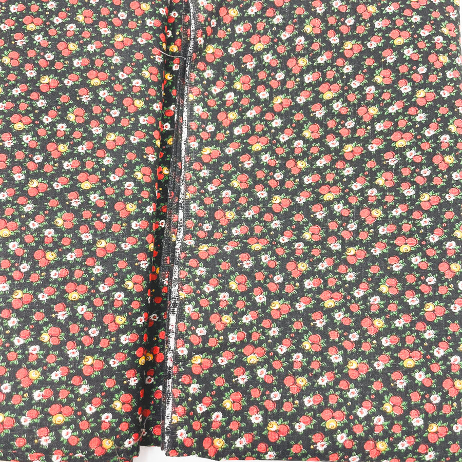 2 yd - Black Floral/Fruit Heavyweight Cotton Fabric