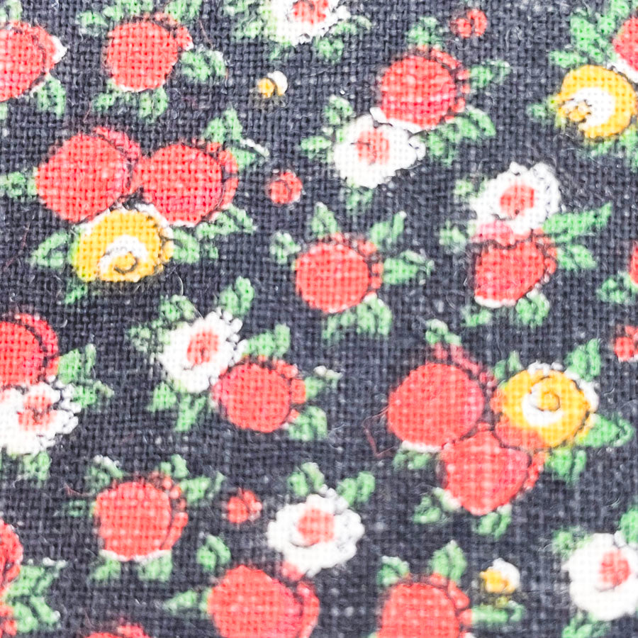 2 yd - Black Floral/Fruit Heavyweight Cotton Fabric