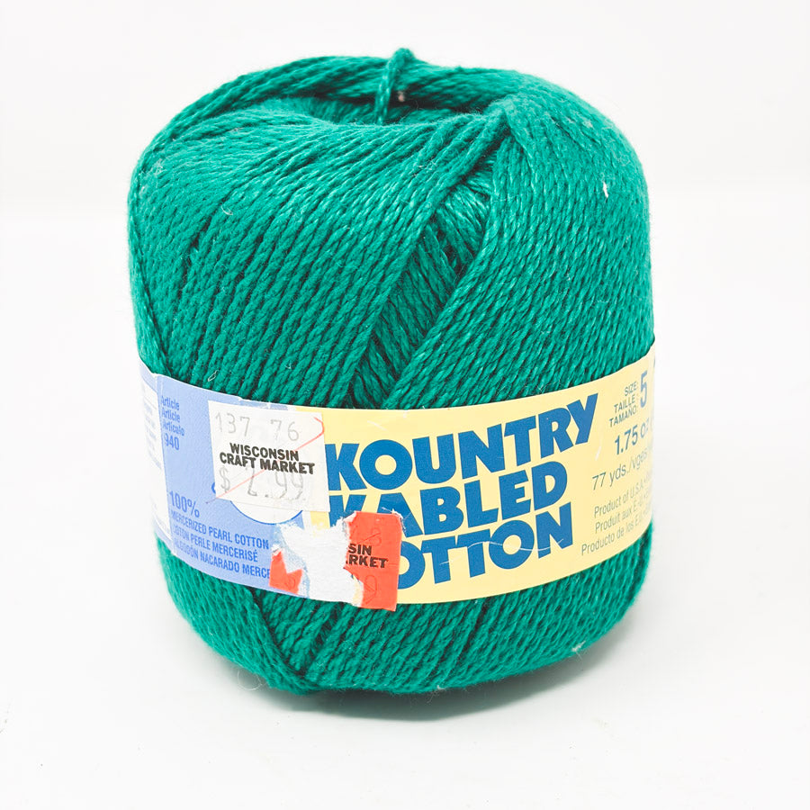 Lily Kountry Kabled Cotton Crochet Yarn - Green