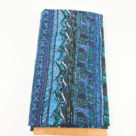 24" x 60" Blue and Aqua Patterned Fabric (Remnant)