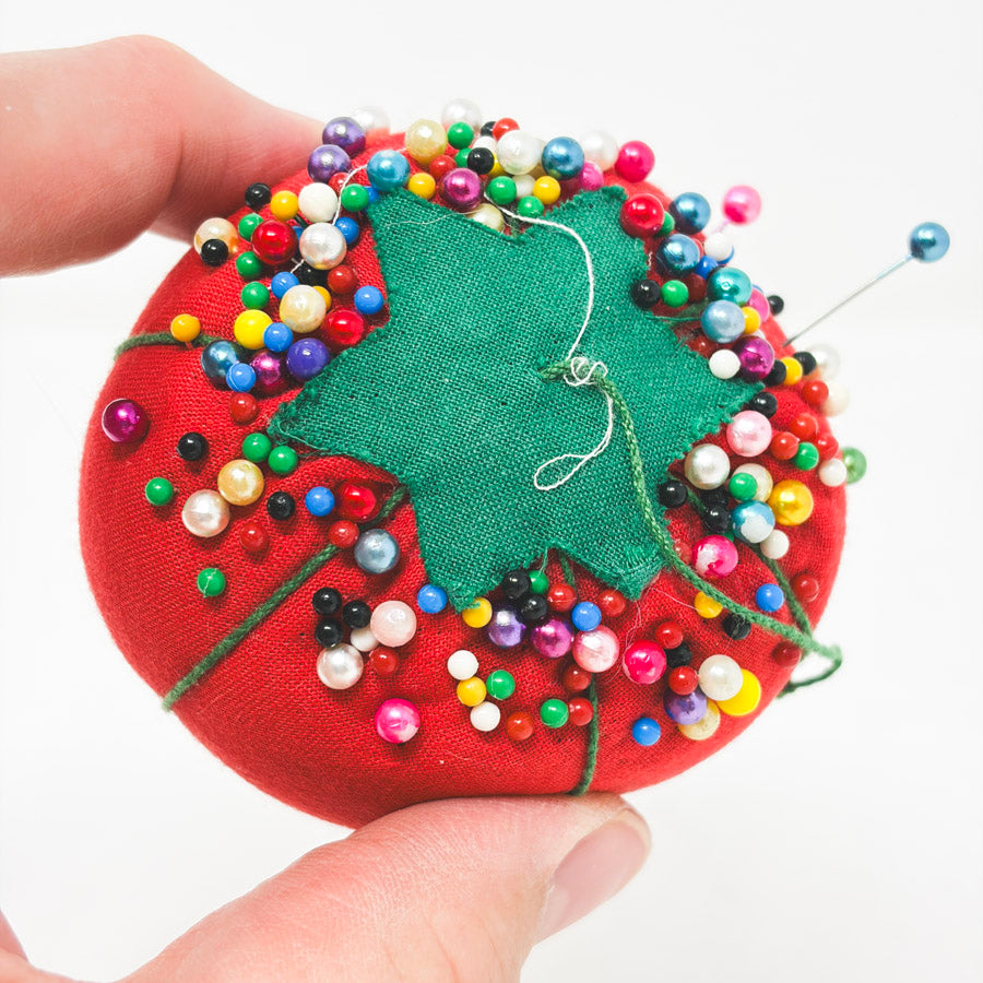 Tomato Pin Cushion with Pins