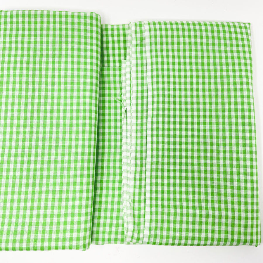 4 yds - Green and White Gingham Fabric