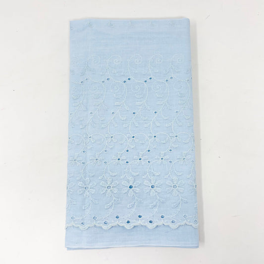 1 yd - Light Blue Cotton Eyelet Fabric