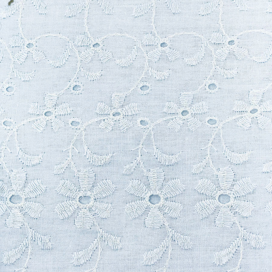 1 yd - Light Blue Cotton Eyelet Fabric