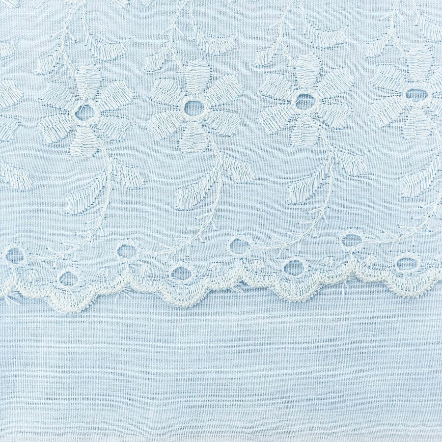 1.75 yds - Light Blue Cotton Eyelet Fabric