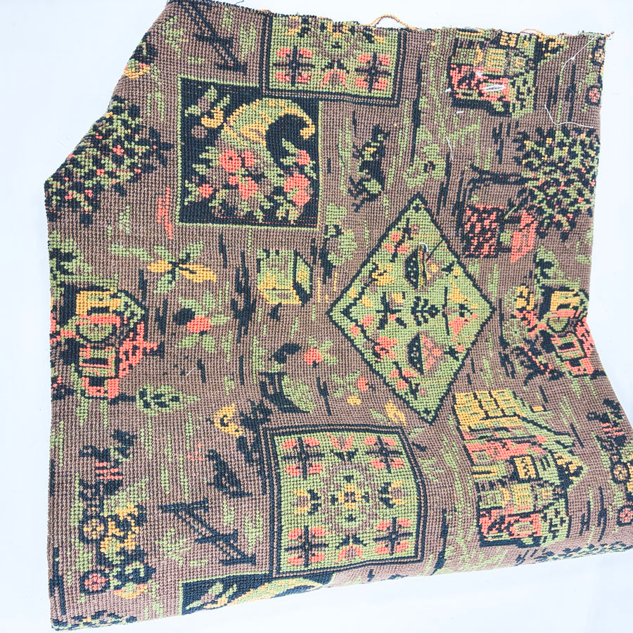 41" x 32" Vintage Carpet Bag/Tapesty Fabric Remnant