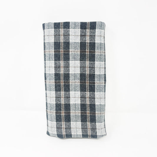 2 Yds x 56" Gray/Brown Plaid Wool Fabric