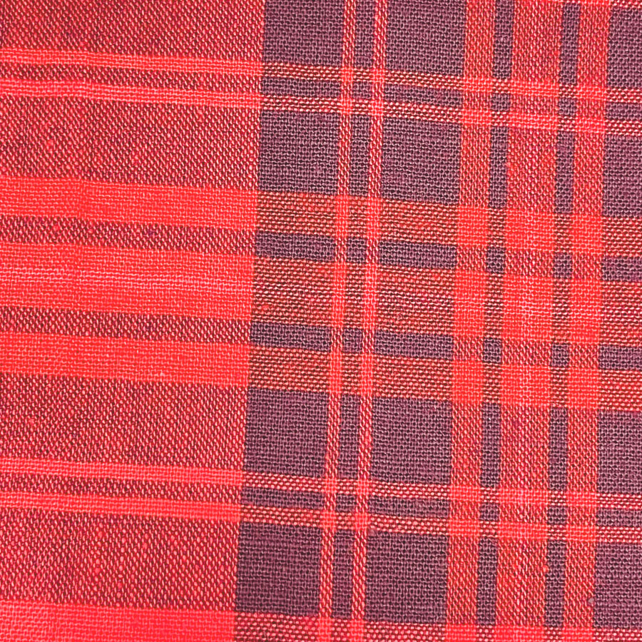 5.5 yds - Black and Red Plaid Fabric