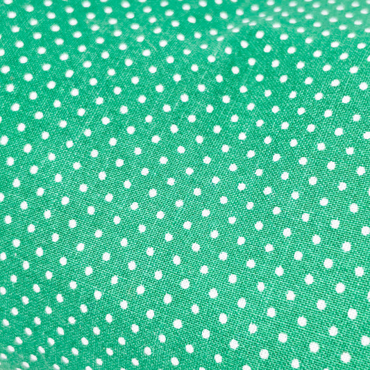 5 yds (stain) - Green Polka Dot Fabric