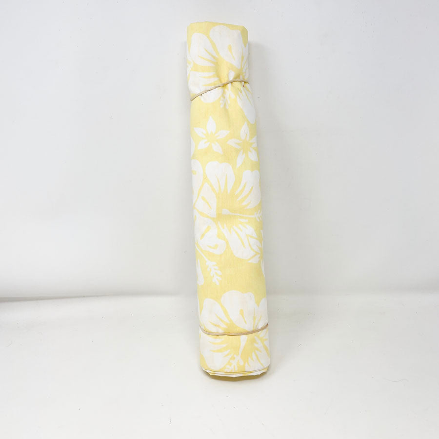 4 yds - Yellow Hibiscus Print Cotton Blend Fabric