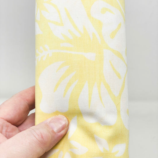 4 yds - Yellow Hibiscus Print Cotton Blend Fabric