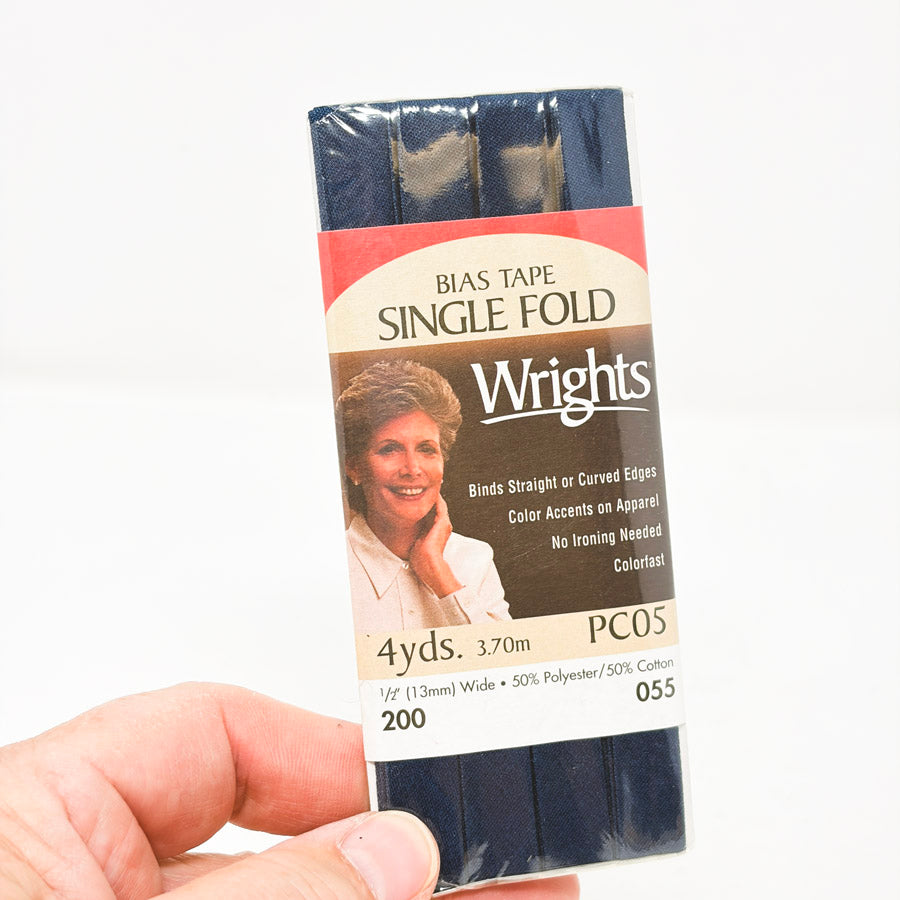 Wrights Bias Tape Single Fold Navy