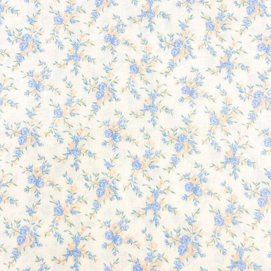 2 Yds x 44" Yellow and Blue Floral Cotton Fabric - Pick a Pattern
