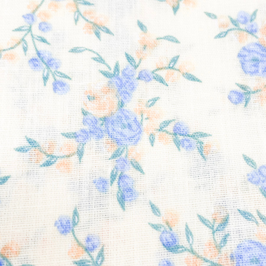 2 Yds x 44" Yellow and Blue Floral Cotton Fabric - Pick a Pattern