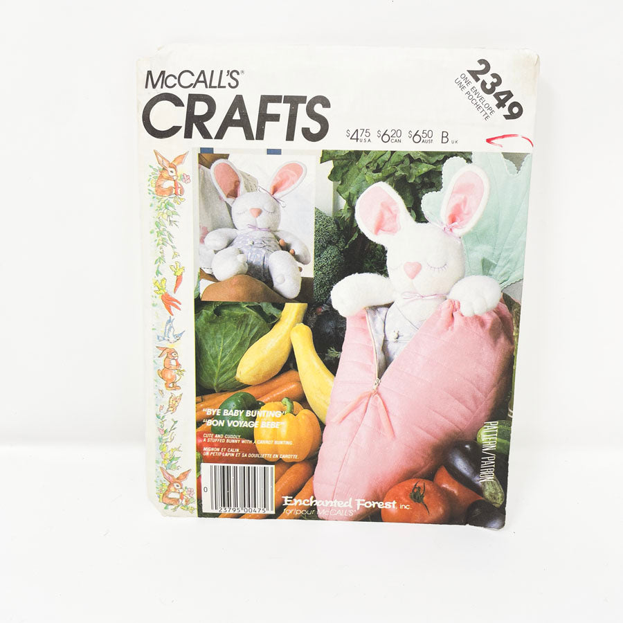 2349 Stuffed Bunny Toy Pattern - McCalls Craft
