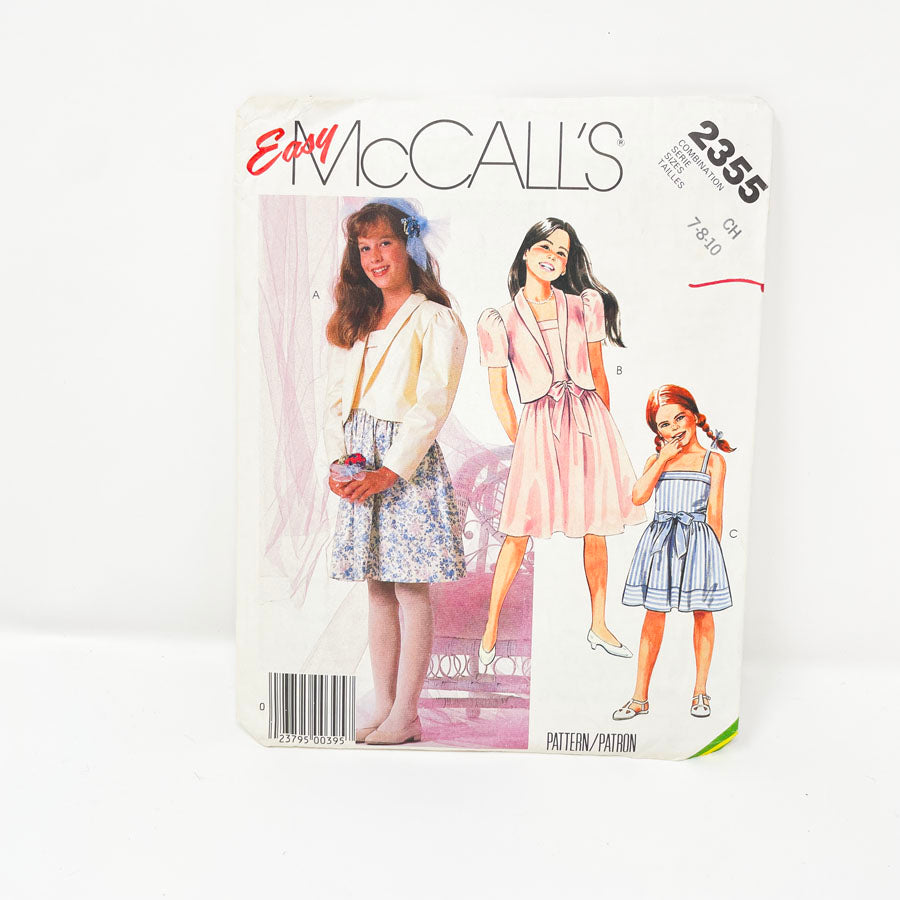 2355 Girls Dress Sewing Pattern - McCalls - Size 7-10