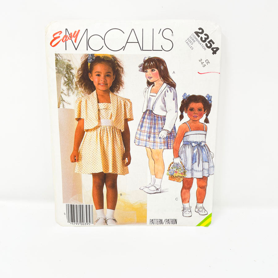 2354 Girls Dress Sewing Pattern - McCalls - Size 3-5