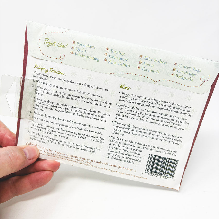 Stitcher's Revolution Iron On Embroidery Pattern