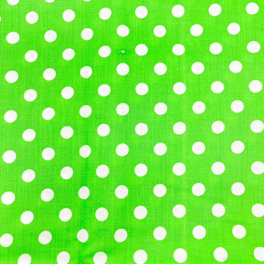 1.5 Yds x 44" Lime Green Polka Dot Cotton Blend