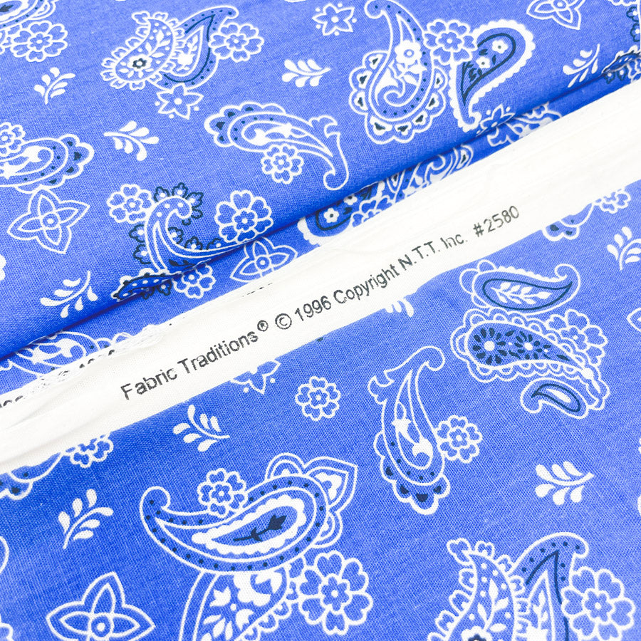 3.75 Yds x 44" Vintage Blue Paisley Cotton by Fabric Traditions