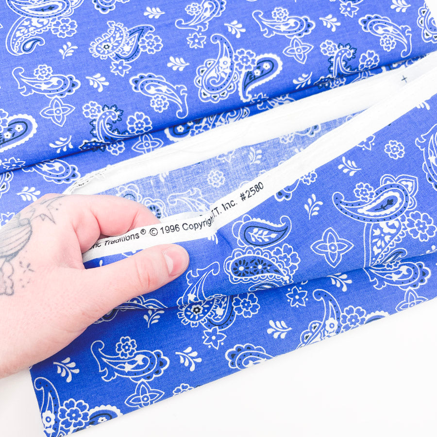 3.75 Yds x 44" Vintage Blue Paisley Cotton by Fabric Traditions