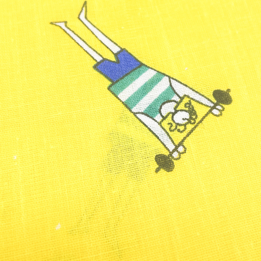 2 Yds x 44" Yellow Playful Figures Cotton Fabric