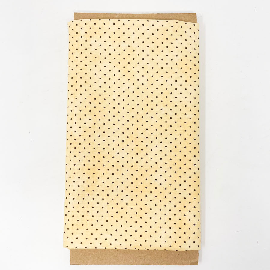 1 yd - Yellow With Brown Dots Cotton Fabric