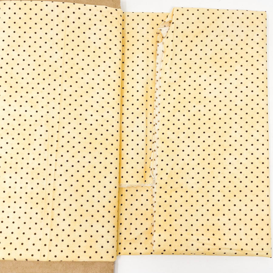 1 yd - Yellow With Brown Dots Cotton Fabric