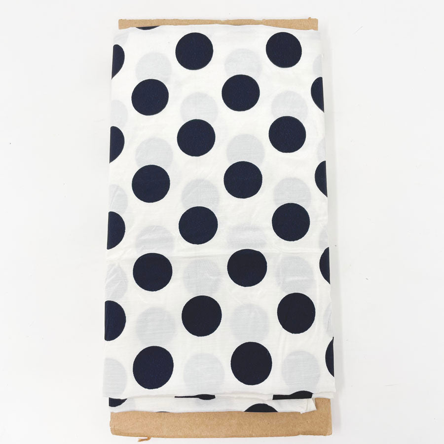 1 yd - White with Navy Dot Formal Fabric